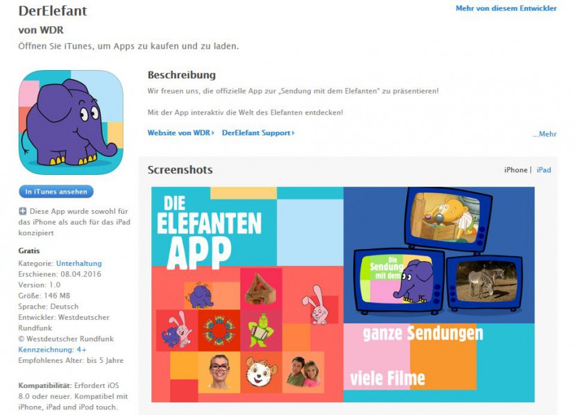 „Die Sendung mit dem Elefanten“: Jetzt als App für die Kleinen